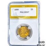 1899 $5 Gold Half Eagle PGA MS67