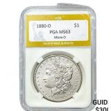 1880-O Morgan Silver Dollar PGA MS55 Micro O