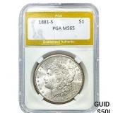 1881-S Morgan Silver Dollar PGA MS65