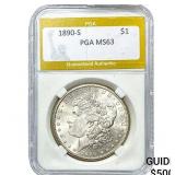 1890-S Morgan Silver Dollar PGA MS63