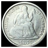 1875-CC Silver Seated Liberty Dime LIGHTLY  CIRCU