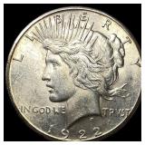 1922-S Silver Peace Dollar CHOICE AU