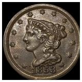 1853 Braided Hair Half Cent CHOICE AU
