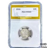 1916 Mercury Silver Dime PGA MS65