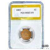 1883 Indian Head Cent PGA MS65 BN