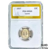1937 Canada Silver 10C PGA MS66