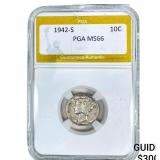 1942-S Mercury Silver Dime PGA MS66