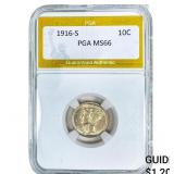 1916-S Mercury Silver Dime PGA MS66