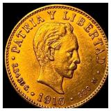 1916 Cuba Gold 2 Pesos UNCIRCULATED