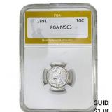 1891 Seated Liberty Dime PGA MS63