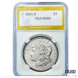 1921-D Morgan Silver Dollar PGA MS64