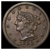 1853 Braided Hair Half Cent CLOSELY UNCIRCULATED
