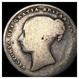 1844 Silver One Shilling Victoria NICELY CIRCULATE