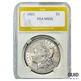 1921 Morgan Silver Dollar PGA MS65