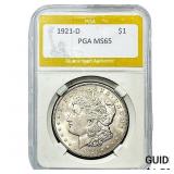 1921-D Morgan Silver Dollar PGA MS65