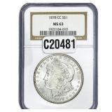 1878-CC Morgan Silver Dollar NGC MS63