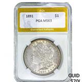 1891 Morgan Silver Dollar PGA MS63