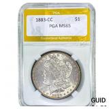 1883-CC Morgan Silver Dollar PGA MS65