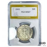 1943 Standing Liberty Half Dollar PGA MS67