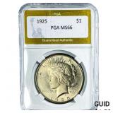 1925 Silver Peace Dollar PGA MS66