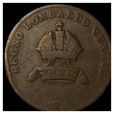 1822 Italian States Copper 3 Centesimi LIGHTLY CIR