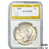 1924 Silver Peace Dollar PGA MS66
