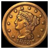 1853 RD Braided Hair Large Cent CLOSELY UNCIRCULAT