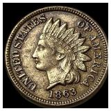 1863 Copper-Nickel Indian Head Cent CLOSELY UNCIRC