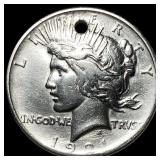 1921 Silver Peace Dollar (holed) NICELY CIRCULATED