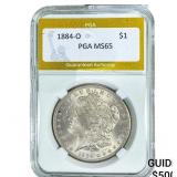 1884-O Morgan Silver Dollar PGA MS65