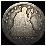 1853-O Arrows/Rays Silver Seated Liberty Quarter N