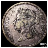 1891 Straits Settlements Victoria Silver 50 Cents