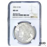 1921-D Morgan Silver Dollar NGC MS64