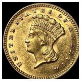 1873 Gold $1 Indian Head Type 3 UNCIRCULATED