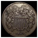 1864 Copper 2 Cents NEARLY UNCIRCULATED