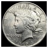 1924 Silver Peace Dollar NEARLY UNCIRCULATED