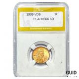 1909 VDB Wheat Cent PGA MS66 RD