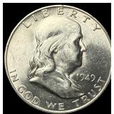 1949-D FBL Silver Franklin Half Dollar GEM BU