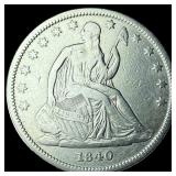 1840 Silver Seated Liberty Half Dollar CHOICE AU