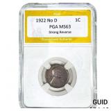 1922 Wheat Cent PGA MS63 No D Strong Reverse
