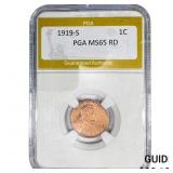 1919-S Wheat Cent PGA MS65 RD