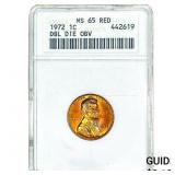 1972 Lincoln Memorial Cent ANACS MS65 Red DDO