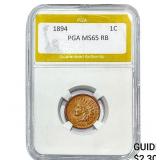 1894 Indian Head Cent PGA MS65 RB