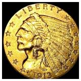1913 Indian Head Gold $2.50 Quarter Eagle UNCIRCUL