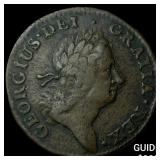 1724 Ireland Rep. Copper Woods Hibernia 1/2 Penny
