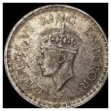 1943 British India Silver 1/2 Rupee