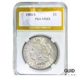 1901-S Morgan Silver Dollar PGA MS63