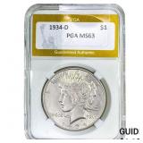 1934-D Silver Peace Dollar PGA MS63