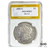 1880-O Morgan Silver Dollar PGA MS63 Mirco O