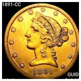 1891-CC $5 Gold Half Eagle UNCIRCULATED